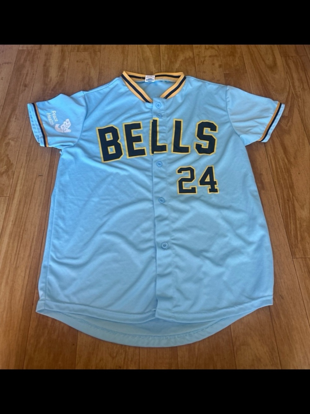 BELLS Men’s Light Blue Baseball Jersey with Number 24